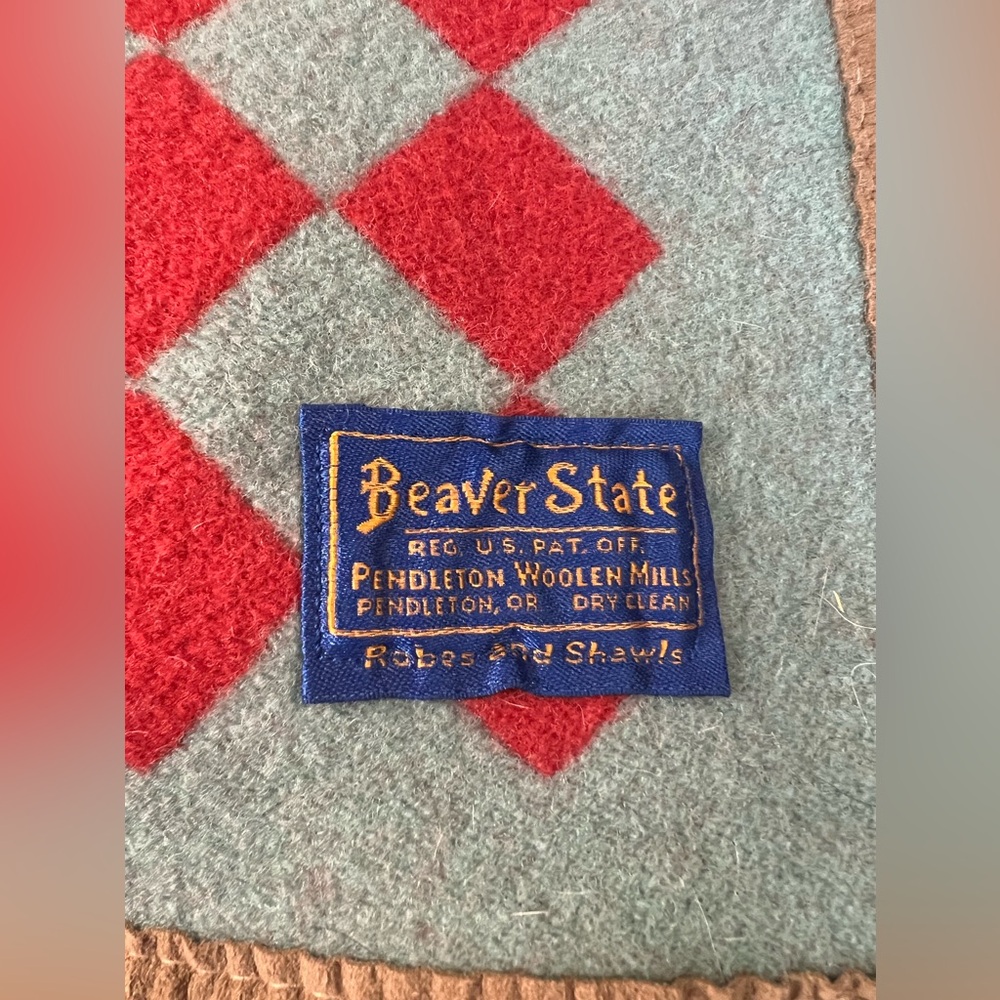 Vintage Pendleton Beaver State Wool Blanket Los Ojos in Coral and Turquoise - Picture 3 of 7